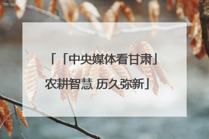 「中央媒体看甘肃」农耕智慧 历久弥新