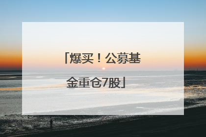 爆买！公募基金重仓7股