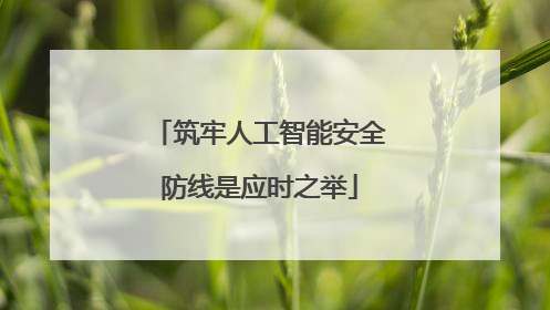筑牢人工智能安全防线是应时之举