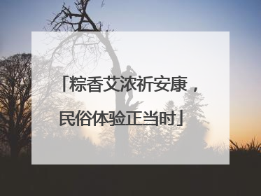 粽香艾浓祈安康，民俗体验正当时