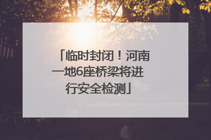 临时封闭！河南一地6座桥梁将进行安全检测