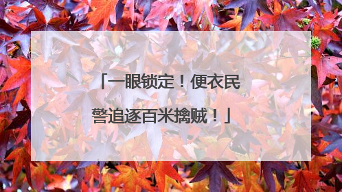 一眼锁定！便衣民警追逐百米擒贼！