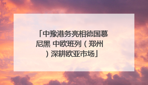 中豫港务亮相德国慕尼黑 中欧班列（郑州）深耕欧亚市场