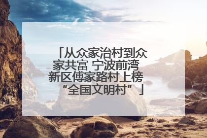 从众家治村到众家共富 宁波前湾新区傅家路村上榜“全国文明村”