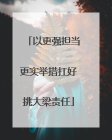 以更强担当更实举措扛好挑大梁责任