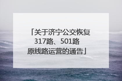 关于济宁公交恢复317路、501路原线路运营的通告