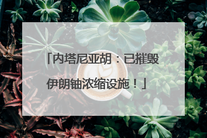 内塔尼亚胡：已摧毁伊朗铀浓缩设施！