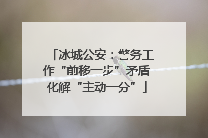 冰城公安：警务工作“前移一步”矛盾化解“主动一分”