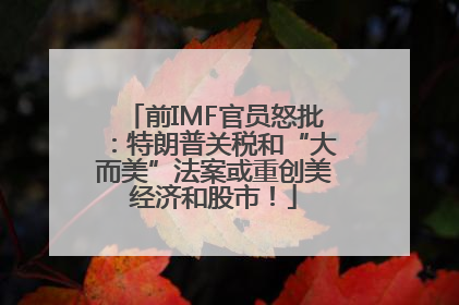 前IMF官员怒批：特朗普关税和“大而美”法案或重创美经济和股市！