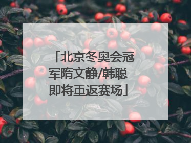 北京冬奥会冠军隋文静/韩聪即将重返赛场