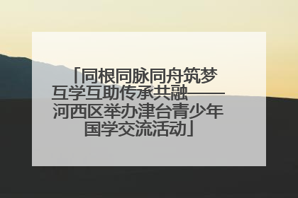 同根同脉同舟筑梦 互学互助传承共融——河西区举办津台青少年国学交流活动