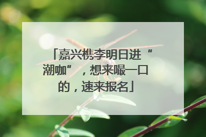 嘉兴槜李明日进“潮咖”，想来嘬一口的，速来报名