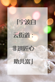 宁波白云街道：非遗匠心助共富