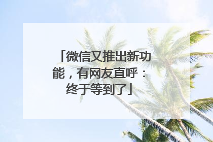微信又推出新功能，有网友直呼：终于等到了