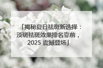 揭秘夏日祛斑新选择：淡斑祛斑效果排名靠前，2025 震撼登场