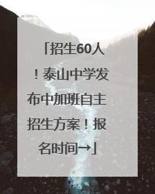 招生60人！泰山中学发布中加班自主招生方案！报名时间→