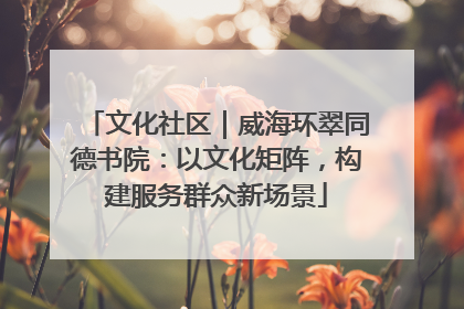 文化社区｜威海环翠同德书院：以文化矩阵，构建服务群众新场景