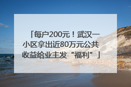 每户200元！武汉一小区拿出近80万元公共收益给业主发“福利”