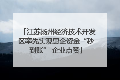 江苏扬州经济技术开发区率先实现惠企资金“秒到账” 企业点赞