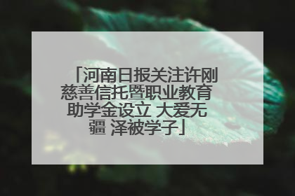 河南日报关注许刚慈善信托暨职业教育助学金设立 大爱无疆 泽被学子