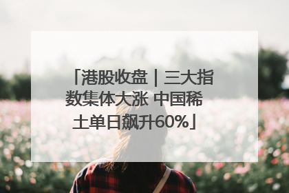 港股收盘｜三大指数集体大涨 中国稀土单日飙升60%