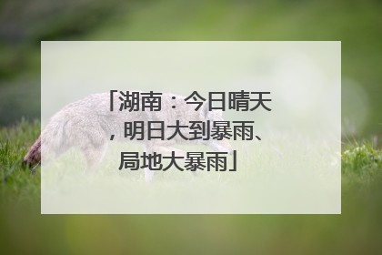 湖南：今日晴天，明日大到暴雨、局地大暴雨