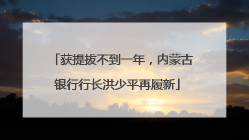 获提拔不到一年，内蒙古银行行长洪少平再履新