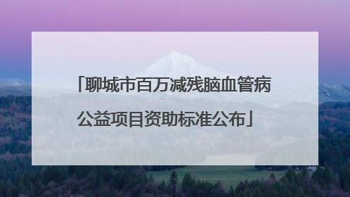 聊城市百万减残脑血管病公益项目资助标准公布