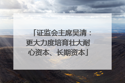 证监会主席吴清：更大力度培育壮大耐心资本、长期资本