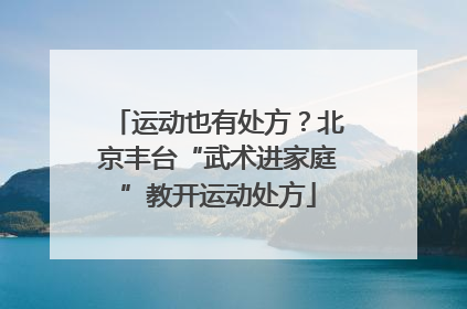 运动也有处方？北京丰台“武术进家庭”教开运动处方