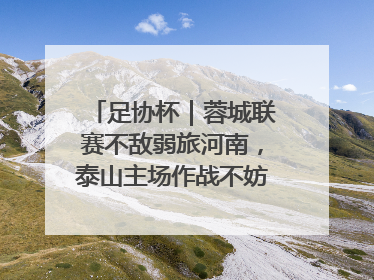 足协杯｜蓉城联赛不敌弱旅河南，泰山主场作战不妨“抄作业”