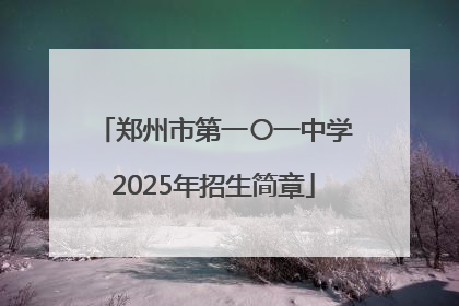 郑州市第一〇一中学2025年招生简章