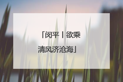 闵平丨欲乘清风济沧海