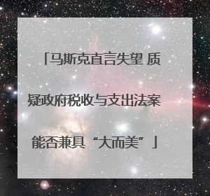 马斯克直言失望 质疑政府税收与支出法案能否兼具“大而美”