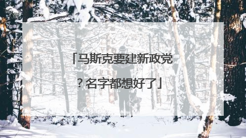 马斯克要建新政党？名字都想好了