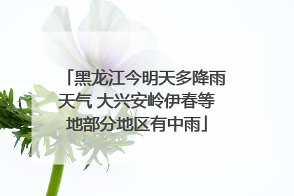 黑龙江今明天多降雨天气 大兴安岭伊春等地部分地区有中雨