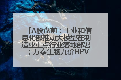A股盘前：工业和信息化部推动大模型在制造业重点行业落地部署；万泰生物九价HPV疫苗获批上市；特朗普催促鲍威尔降息
