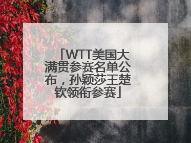 WTT美国大满贯参赛名单公布，孙颖莎王楚钦领衔参赛